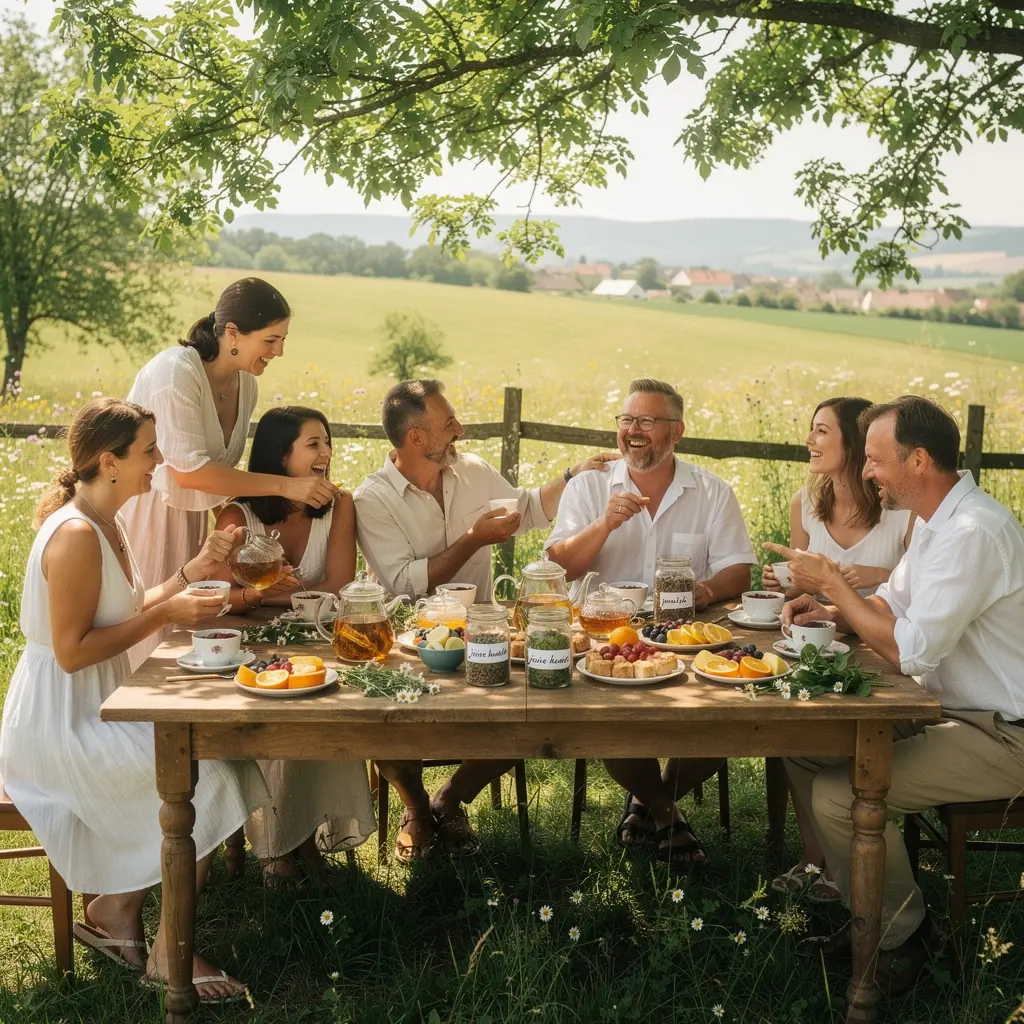 Teázás közben készült fotó, ahol a közös egészség javítása a téma.